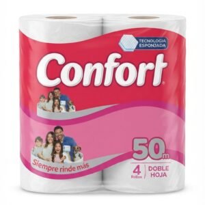Papel Higiénico 50 m, 4 Rollos - Confort