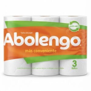 Toalla de Papel Doble Hoja, 3 Rollos de 10 m